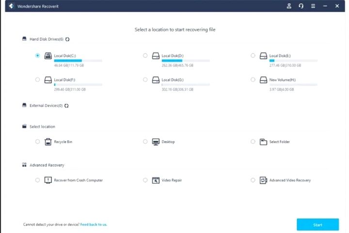 Select The Location Wondershare Recoverit